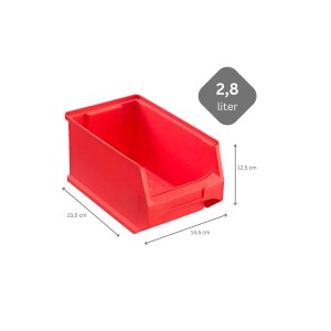 Rote PROREGAL Sichtlagerbox 3.0, 2,8 Liter, zur Aufbewahrung in Werkstatt & Lager.