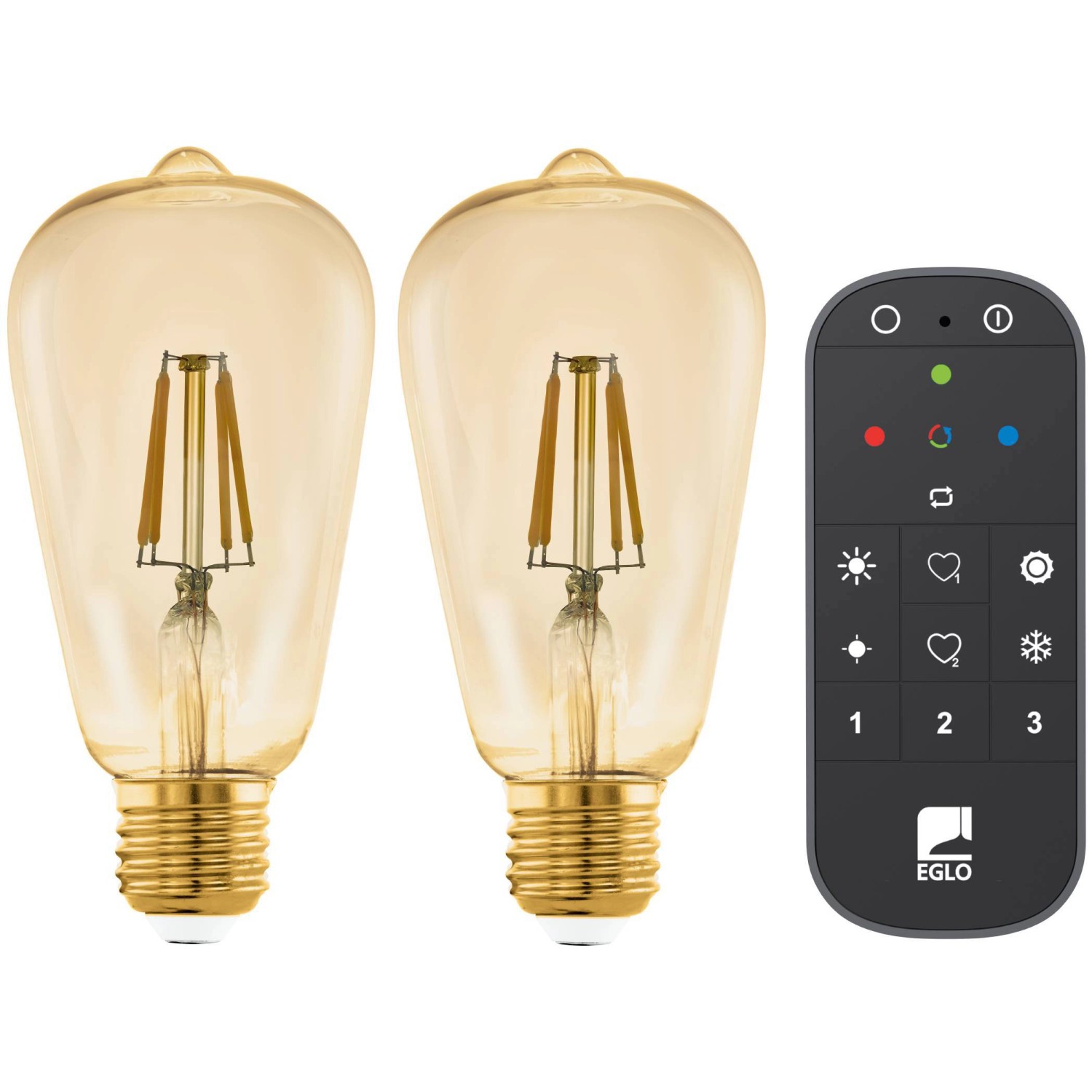 Eglo LED Leuchtmittel ST64 Warmweiß Set 2 Stk. E27 5,5W inkl. Fernbed. Filament