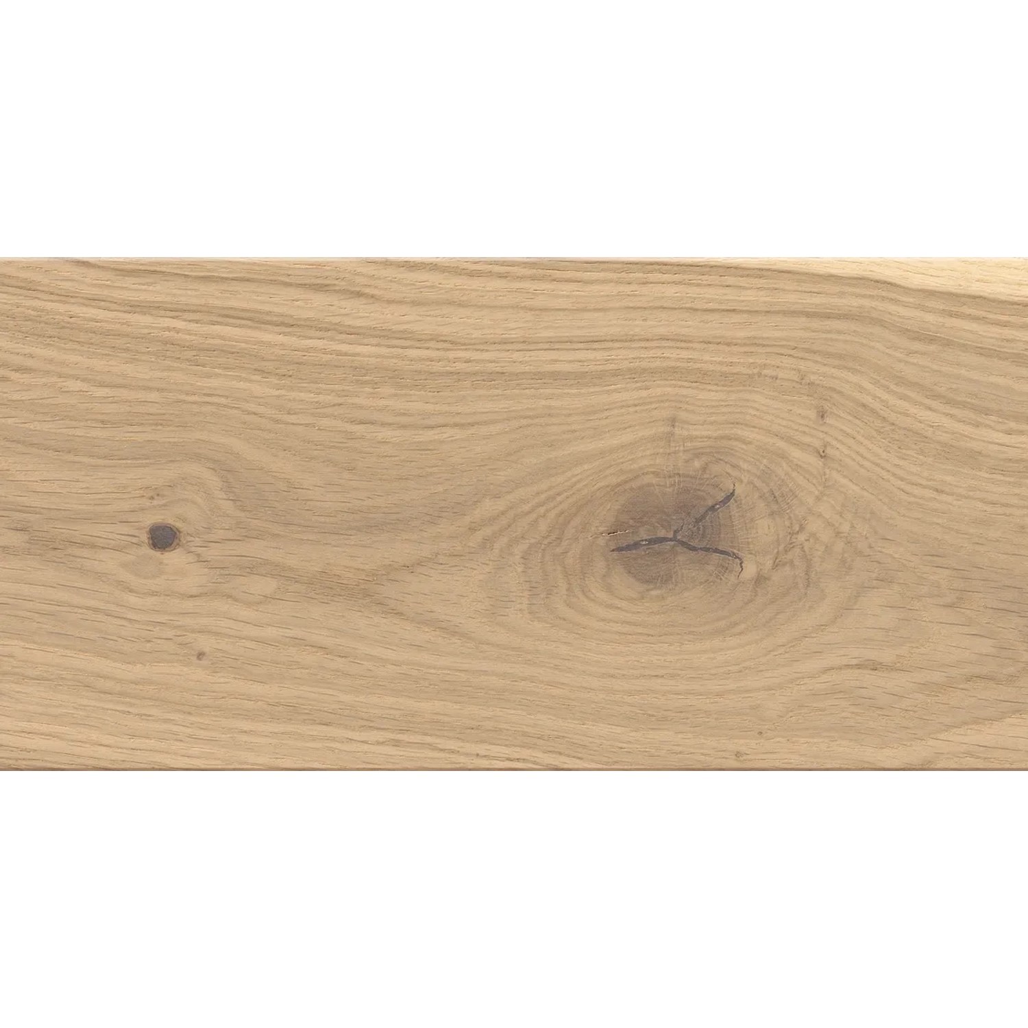 Helle Landhausdiele aus Eichenparkett mit strukturierter Oberfläche und Öl/Wachs-Finish.