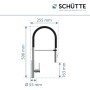 Schütte Stilo Spültischarmatur mit Soft-Touch Schlauch, Chrom-Schwarz, Maße