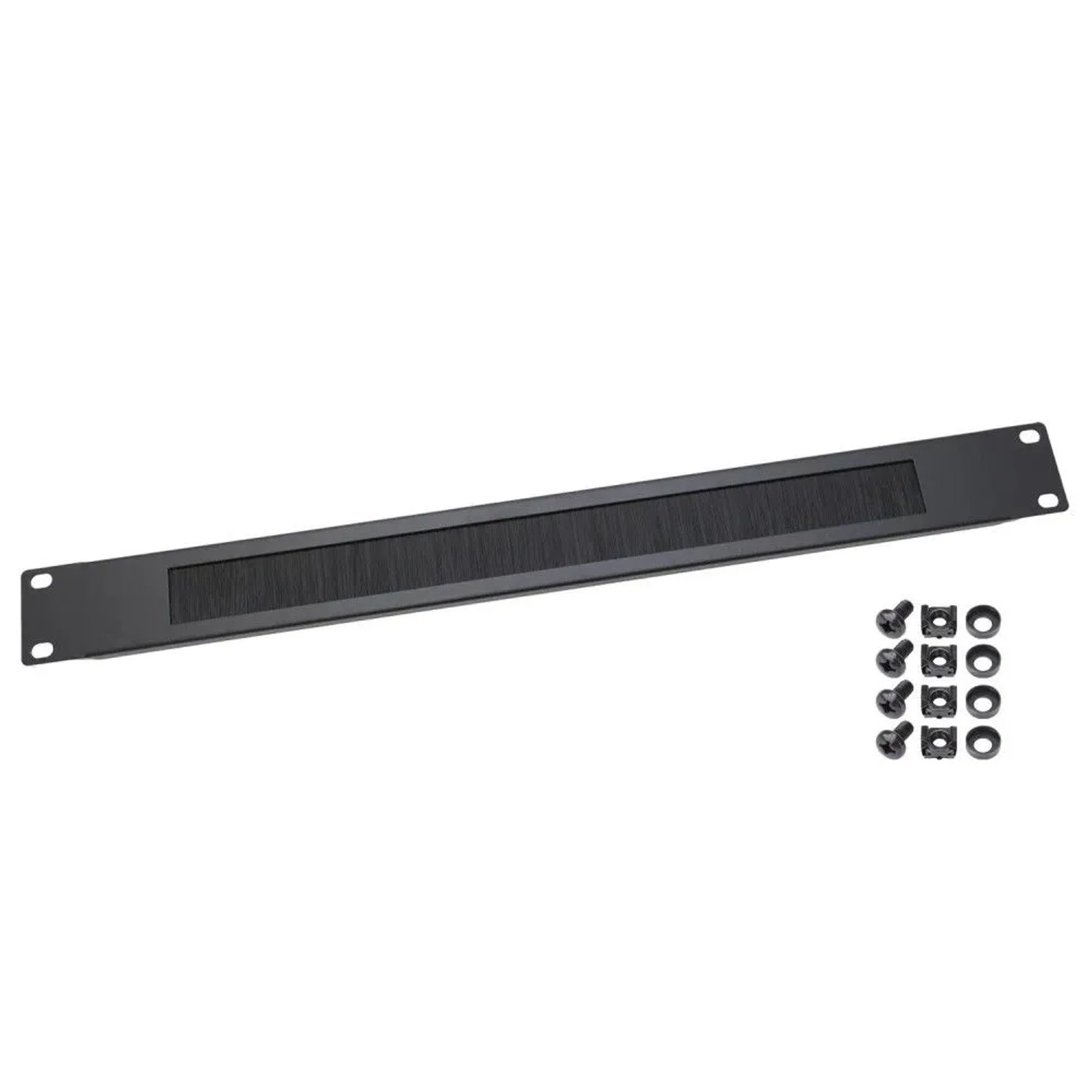 HMF 66489 Kabeldurchführung mit Bürsteneinsatz für Serverschrank 19 Zoll 1 HE Schwarz