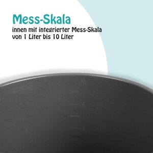 Detailaufnahme: Anthrazitfarbener ProHome Eimer (10 Liter) mit gut sichtbarer Mess-Skala.