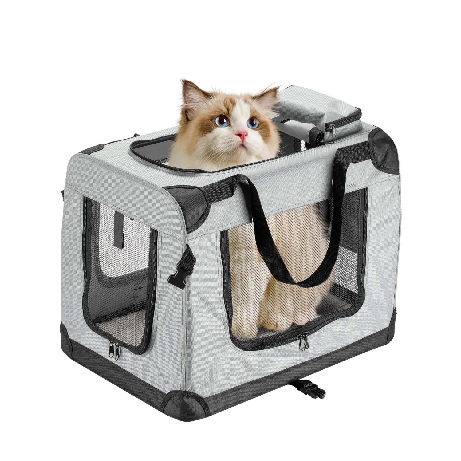 Fudajo Transportbox M Faltbar Grau 60X42X44Cm Hundebox Katzenbox Reisebox