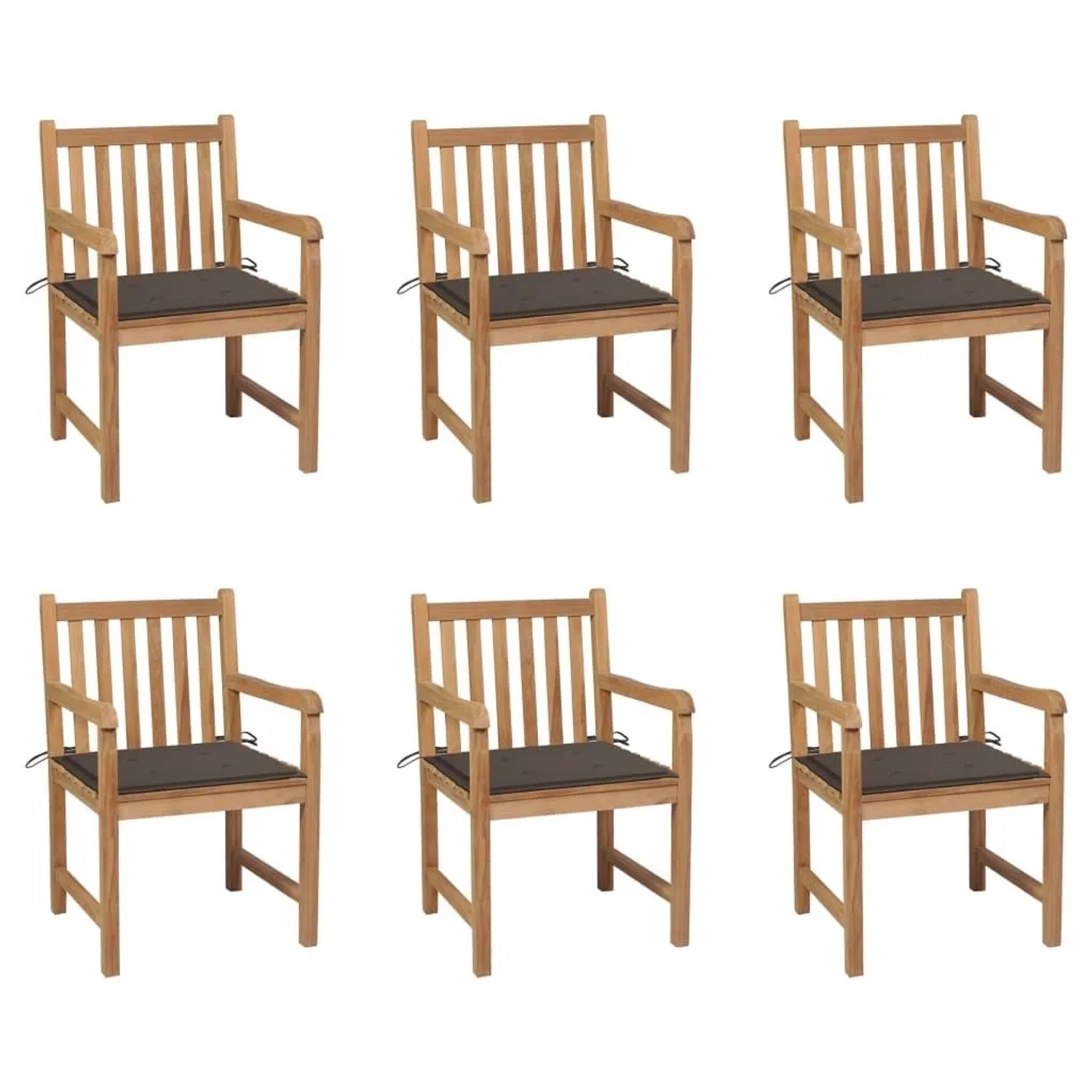 vidaXL Gartenstühle 6 Stk mit Taupe Kissen Massivholz Teak 3073039