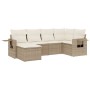 Beige 6-tlg. Garten-Sofagarnitur aus Polyrattan mit Kissen. Modulares Lounge Set für Garten, Terrasse oder Balkon.