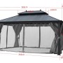 Jet-Line Gartenpavillon Bagdad, anthrazit, 3,65x3,65m, mit festem Metalldach und Moskitonetz.