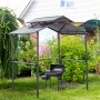 Outsunny GrillPavillon Stahl PC-Platte Schwarz Braun 240L x 150B x 250H cm_2