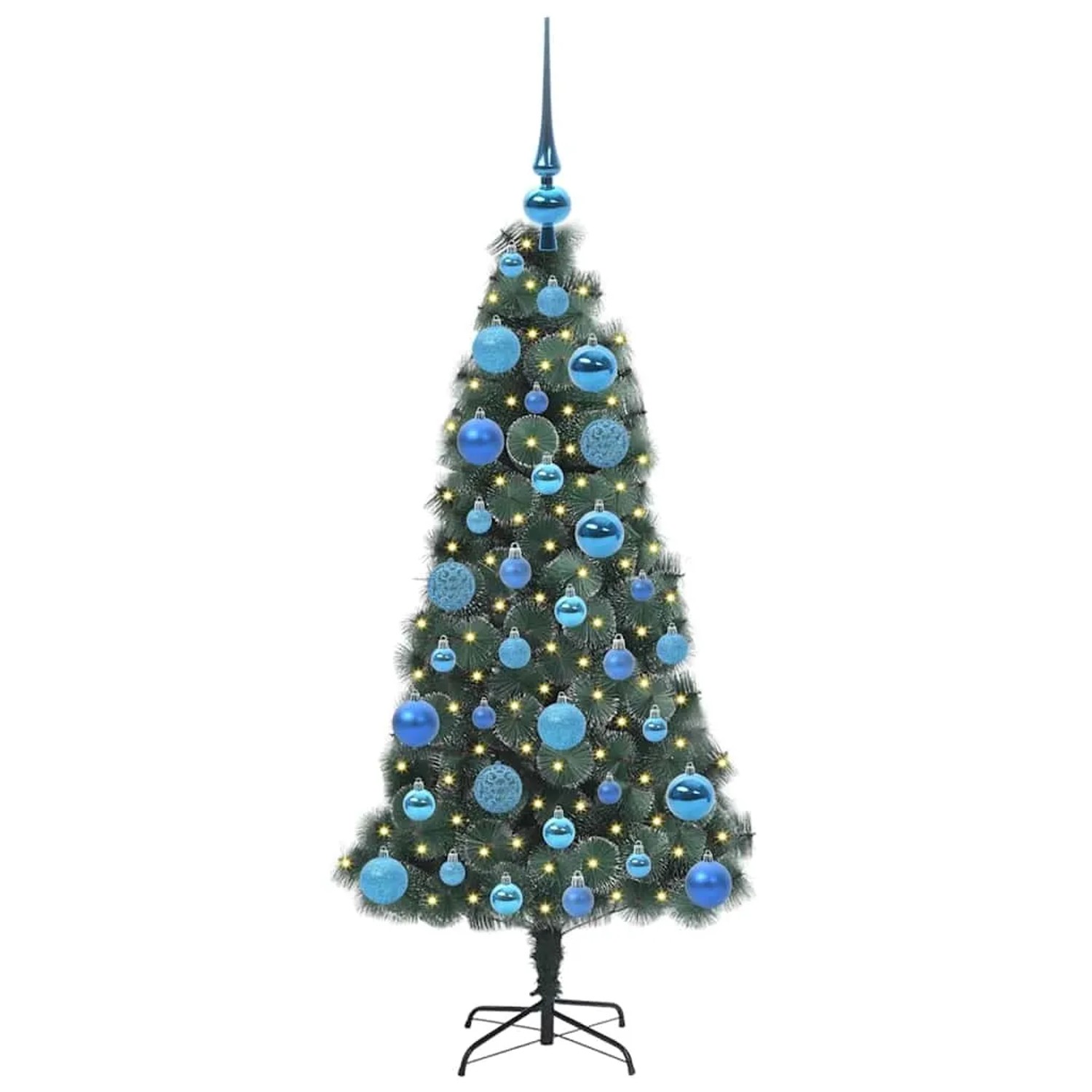 vidaXL Künstlicher Vorbeleuchteter Weihnachtsbaum mit Kugelset 120 cm 3396148