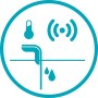 Symbol für Gardena Smart Sensor: Bodenfeuchte, Temperatur und Funkverbindung für Bewässerungssteuerung.
