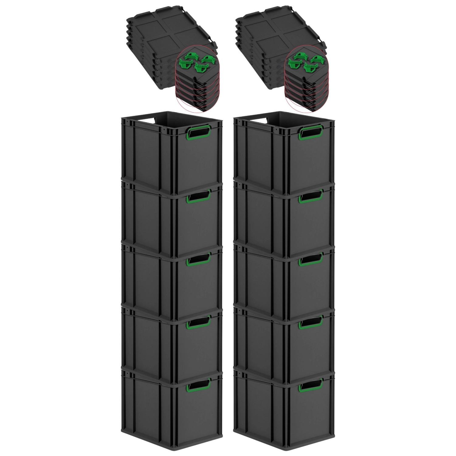 PROREGAL SparSet 10x Eurobox Nextgen Color Mit Auflagedeckel HxBxT 32x30x40 günstig online kaufen