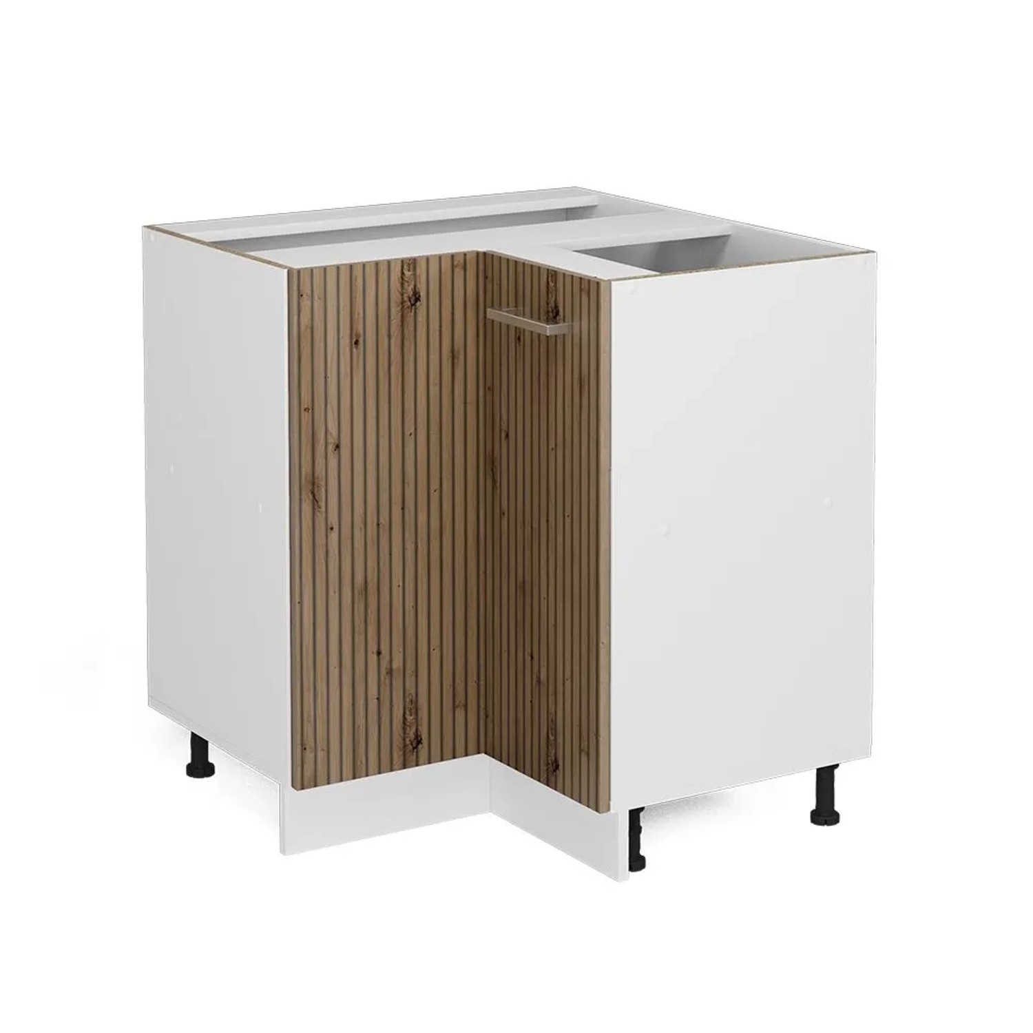 Vicco Eckunterschrank R-Line Artisan-Eiche Weiß 76 cm ohne Arbeitsplatte