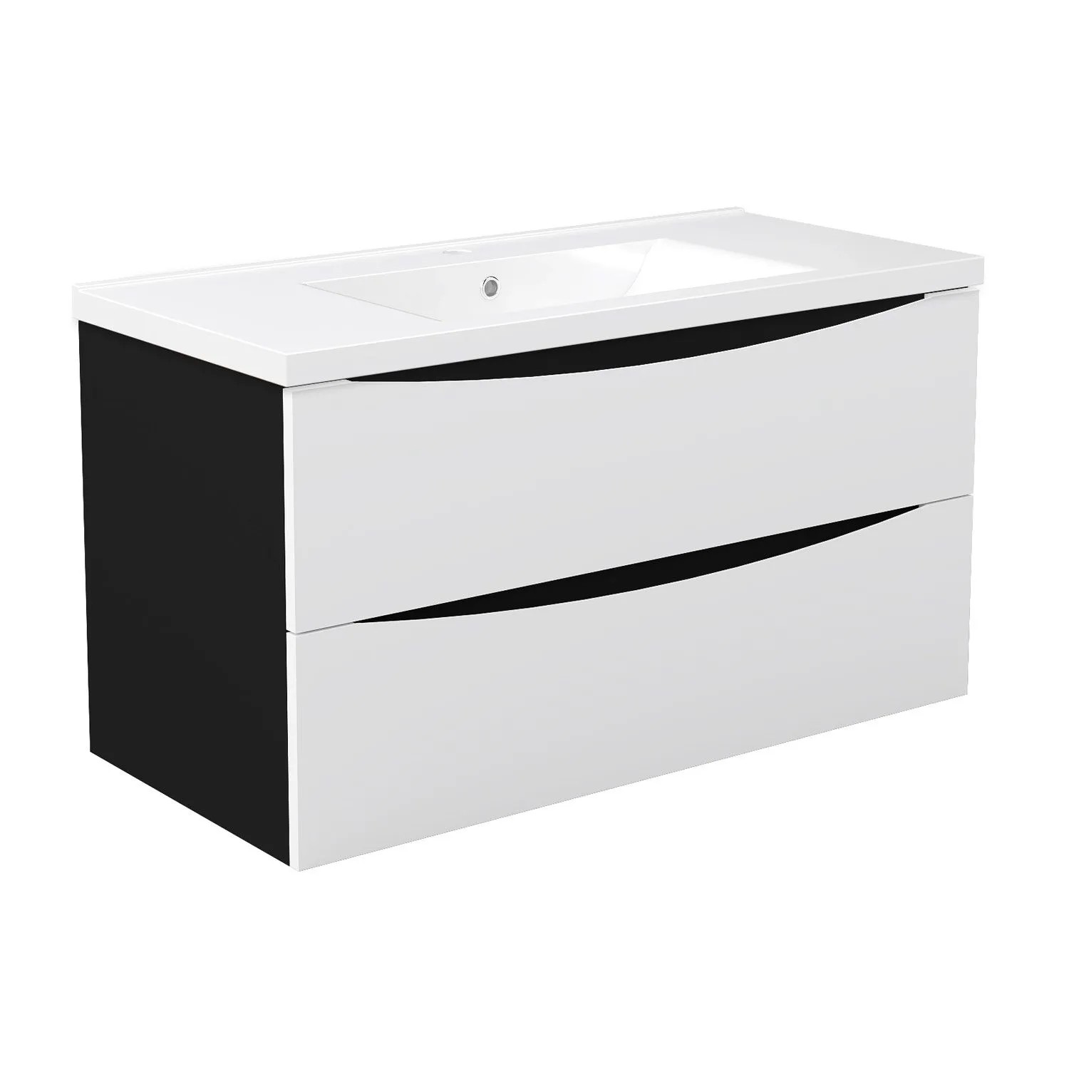 Duschspa Waschplatz 2 tlg. ELIO 100 cm Keramik Waschbecken mit Unterschrank Softclose