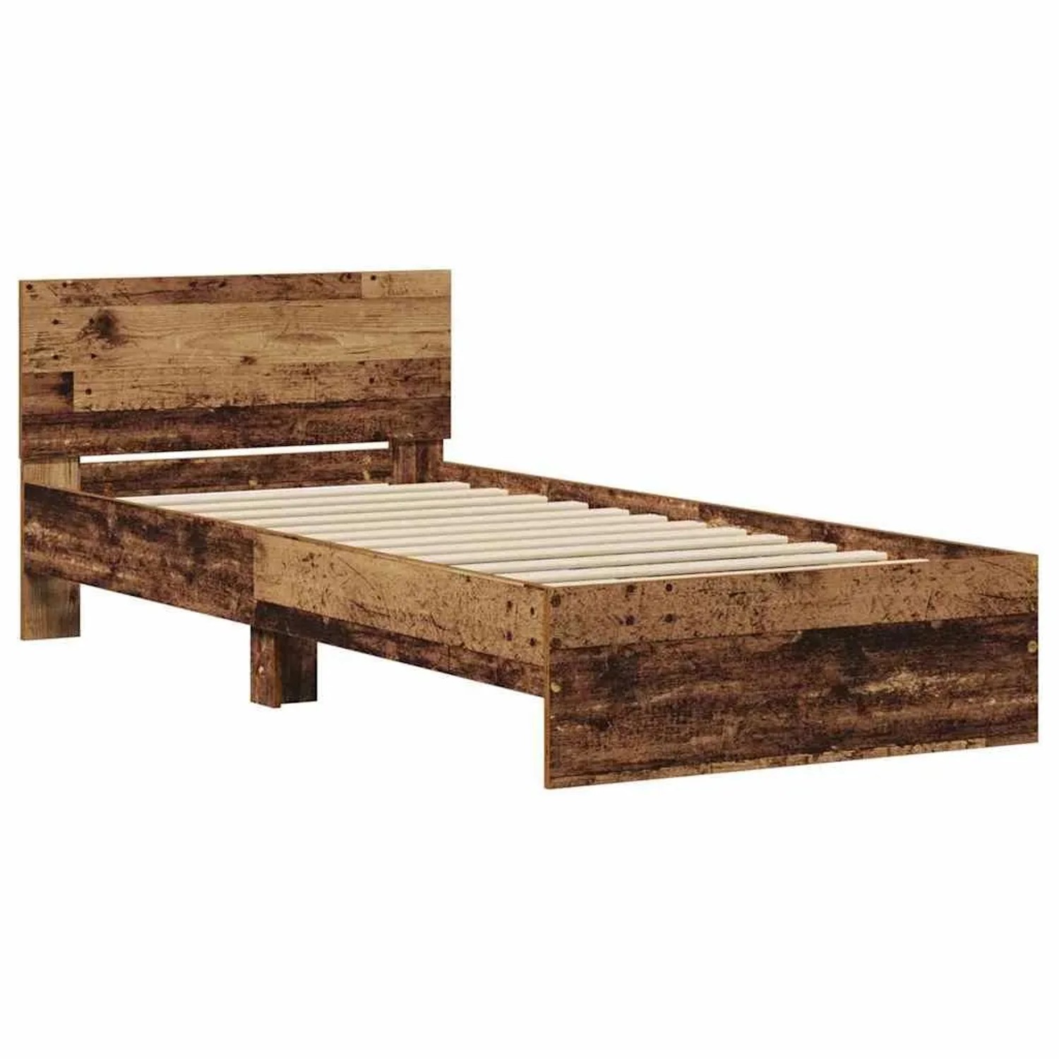 vidaXL Bettrahmen mit Kopfteil Altholz 90 x 200 cm Holzwerkstoff 871654