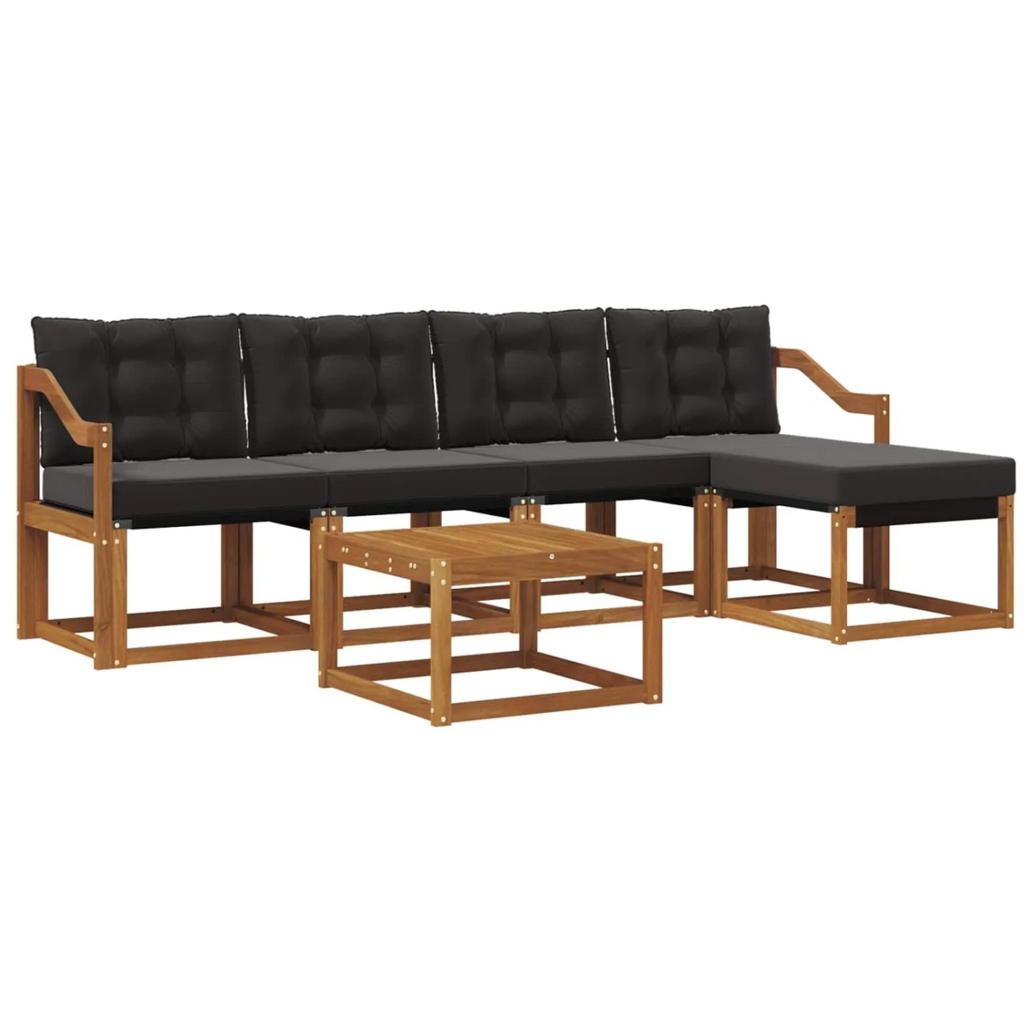 vidaXL Outdoor-Sofagarnitur mit Kissen 6-Tlg Natur und Schwarz 3368603