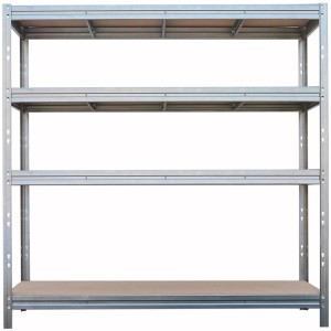 Verzinktes AR-Shelving Schwerlast-Steckregal Bullrack-Rivet, 200x200x60 cm, mit vier Böden.
