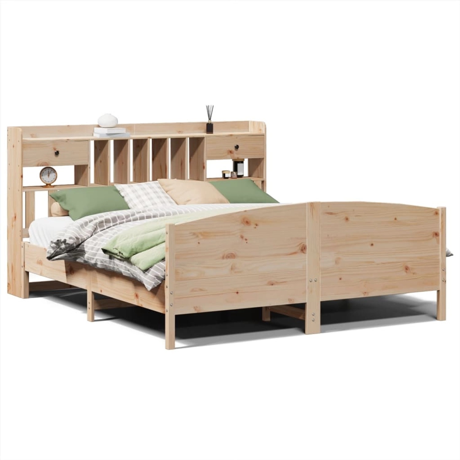 vidaXL Massivholzbett mit Regal ohne Matratze 180x200 cm Kiefer 3323134 günstig online kaufen