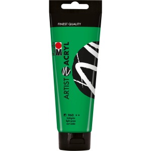 Tube Marabu Artist Acryl, 120ml, Lichtgrün. Künstler-Acrylfarbe für Leinwand und mehr.