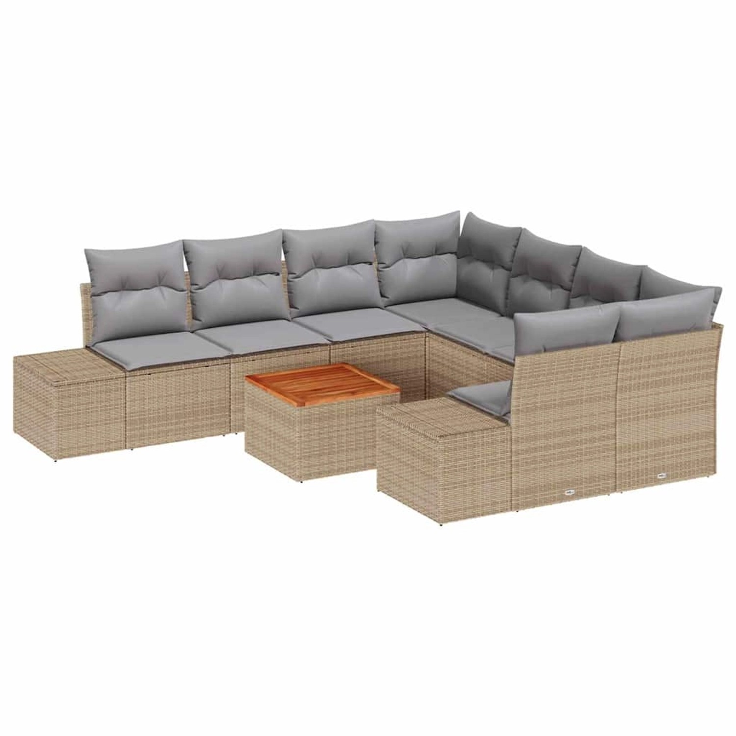 vidaXL Garten-Sofa-Set mit Kissen 9-Tlg Beige Poly Rattan 3347938 günstig online kaufen