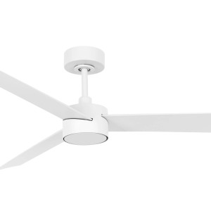 Weißer Lucci Air Deckenventilator Climate IV mit drei Flügeln und Fernbedienung.