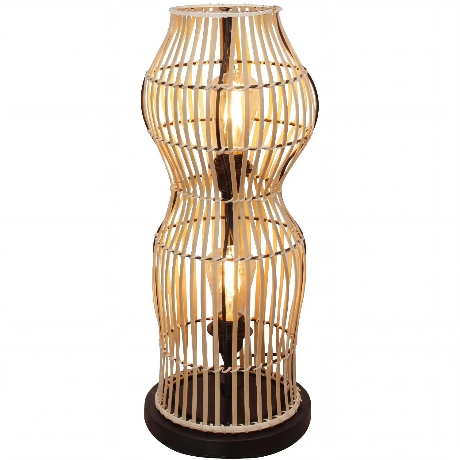 Licht-Erlebnisse Stehleuchte Niedrig 60 CM Bambus Korb 2-Flammig E27 Boho