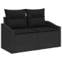 Schwarzes 9-teiliges vidaXL Garten-Sofa-Set aus Poly Rattan mit verstellbarer Höhe.