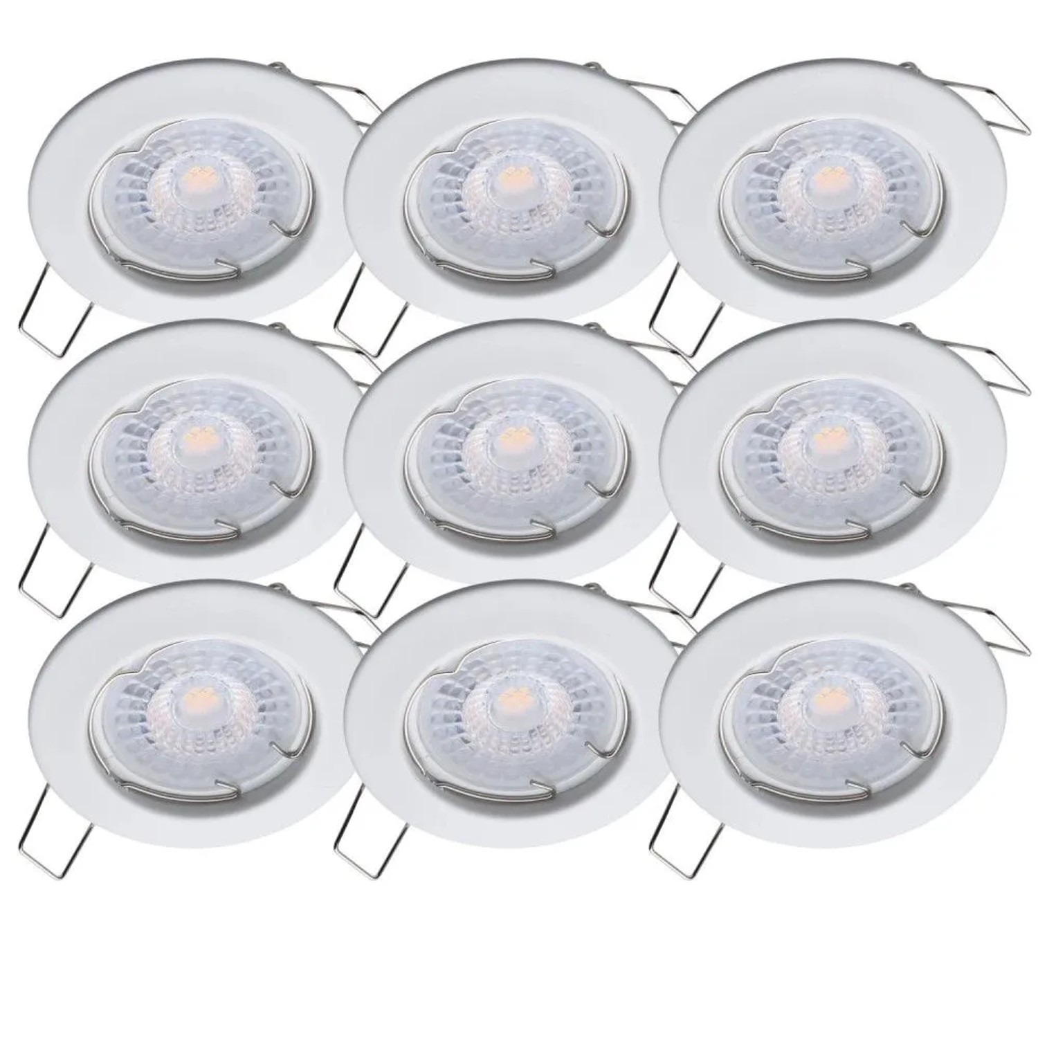 Oktaplex Sedan 9er Set Weiß LED-Einbaustrahler Rund Neutralweiß 4000K 4,8W Einbaulampen 230V 60 mm Lochmaß Flach