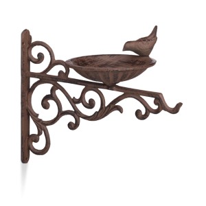 Relaxdays Vogeltränke Gusseisen Braun Wetterfest Rostfrei Frostsicher 24 cm x 28 cm x 14 cm 1,2 kg