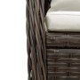 Detailansicht: Braune vidaXL Garten-Essgruppe aus Polyrattan mit cremefarbenen Kissen.