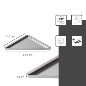 Dalsys Duschablage, befliesbar, 205x205mm, Edelstahl Silber, für Badregale & Badablagen.