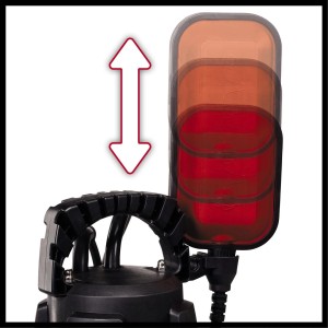 Detailaufnahme: Einhell GC-DP 7035 LL Schmutzwasserpumpe mit einstellbarem Schwimmerschalter.