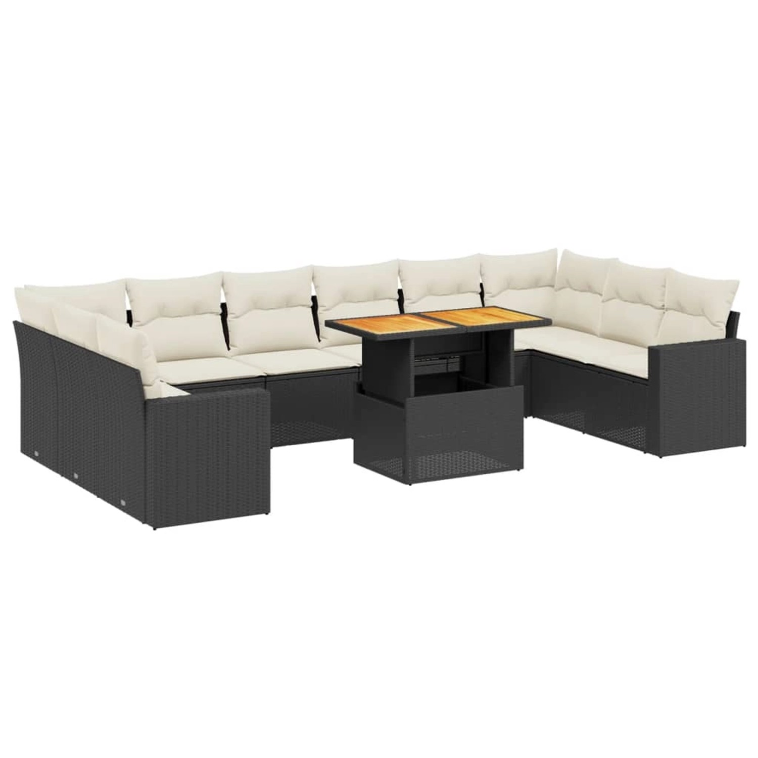 vidaXL 11-Tlg Garten-Sofagarnitur mit Kissen Schwarz Poly Rattan 3271483 günstig online kaufen