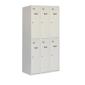 PROREGAL Spind Amego mit 6 Abteilen, lichtgrauer Metall-Kleiderschrank für Garderobe.