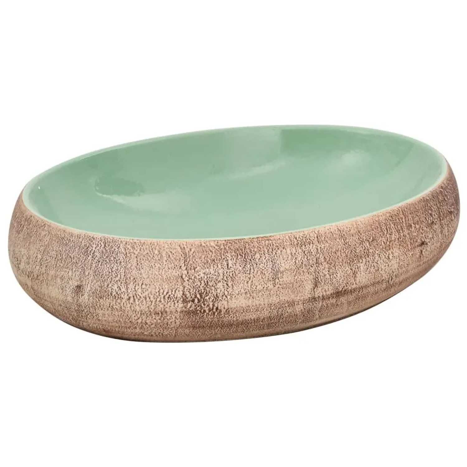 vidaXL Aufsatzwaschbecken Grün und Braun Oval 59x40x15 cm Keramik 155077 günstig online kaufen