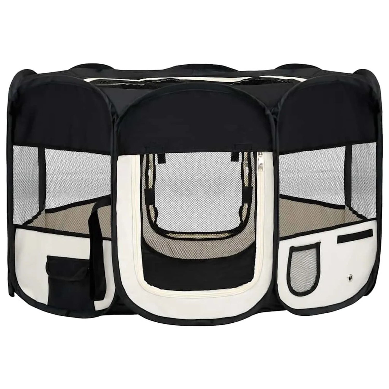 vidaXL Faltbarer Welpenlaufstall mit Tragetasche Schwarz 125x125x61 cm 171007