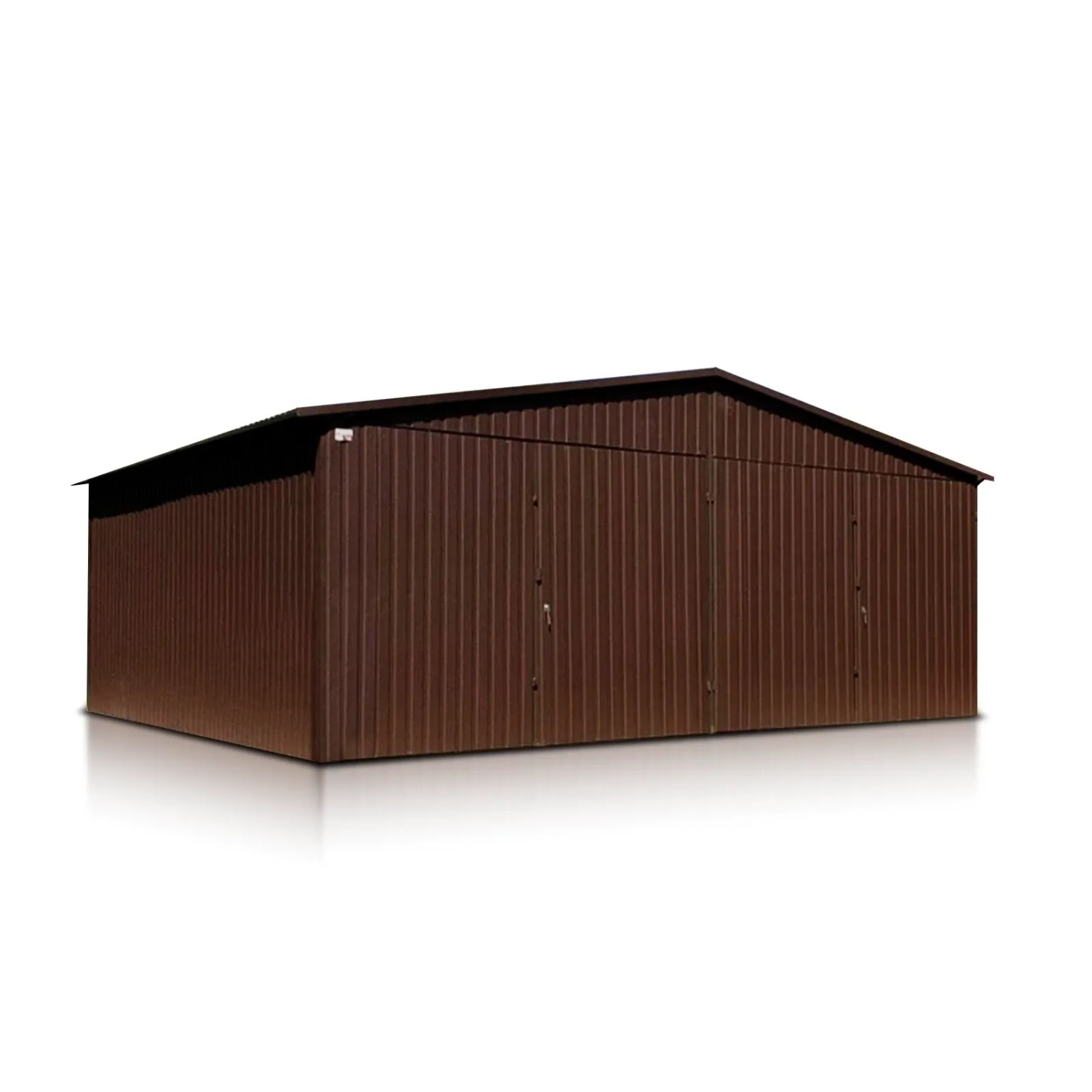 Liderstal Doppelgarage Basic aus Blech 600 x 500 cm Dunkelbraun Satteldach Doppelflügeltor