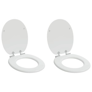 vidaXL Soft-Close Toilettensitz 2 Stk Weiß 44 x 38 cm MDF-Platte 3414529
