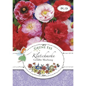 Grüne Fee Klatschmohn Saatgut, gefüllte Mischung mit roten und pastellfarbenen Blüten.