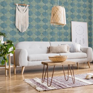 Blau-türkise Fliesentapete im orientalischen Mosaik-Design von Bricoflor für Küche.