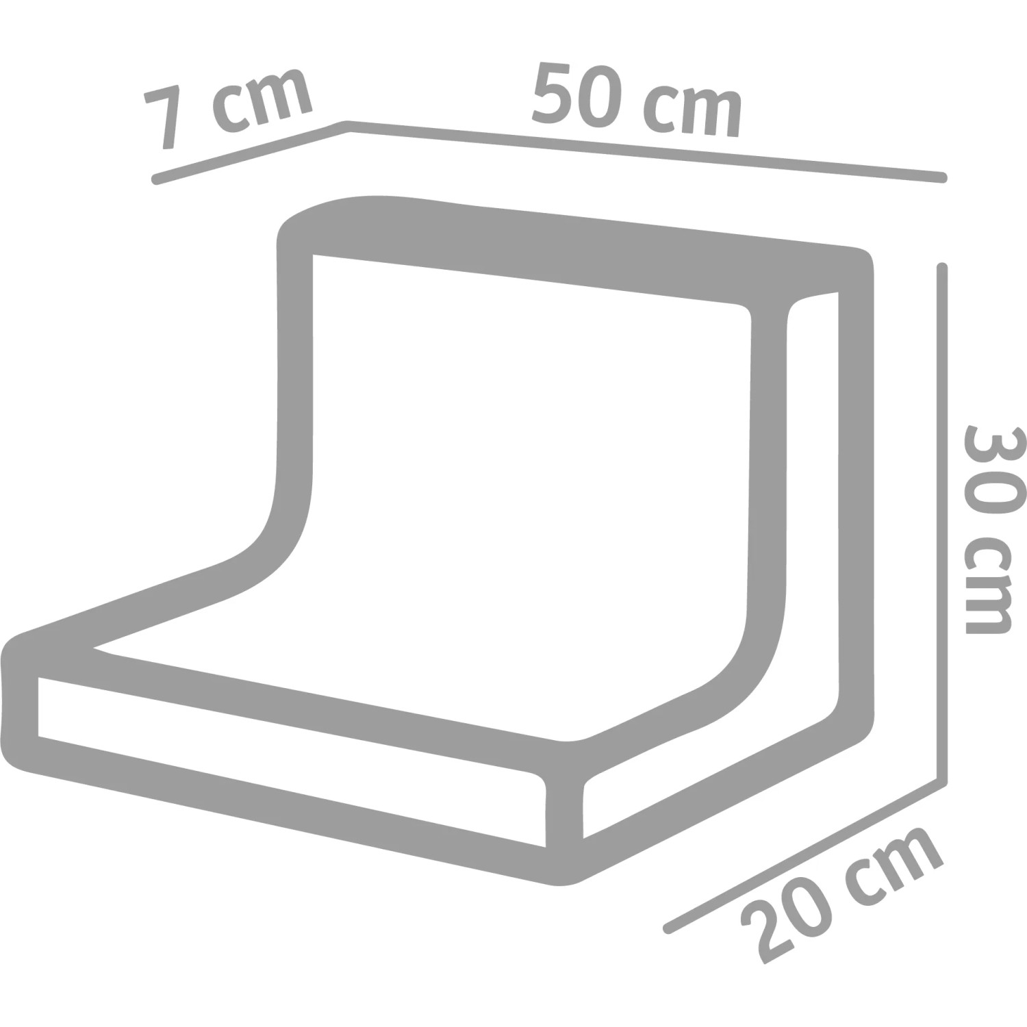 Grauer Diephaus L-Stein, 30x50x20x7 cm, zur Beet- und Böschungsbegrenzung.