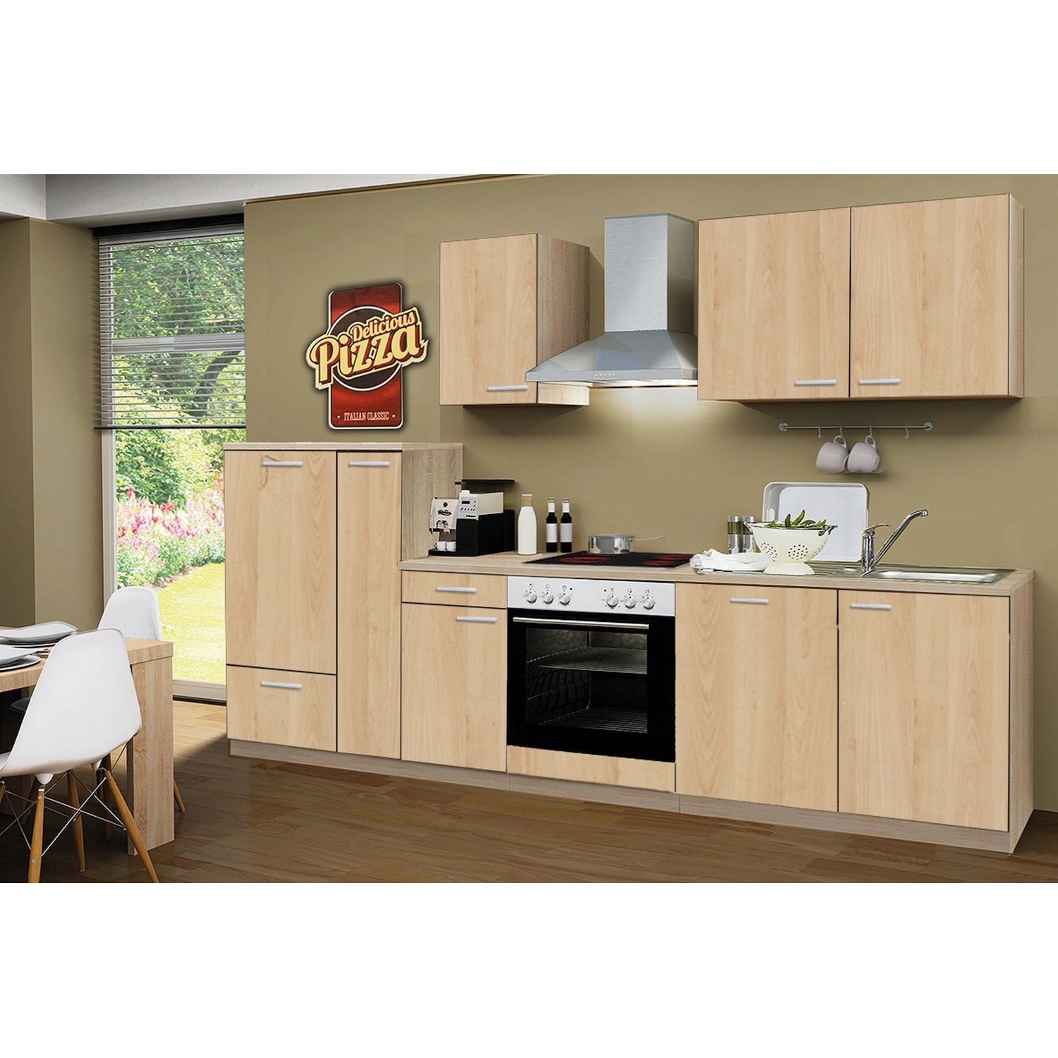 Menke Küchenzeile/Küchenblock Classic 300  cm Sonoma-Eiche Nachbildung