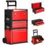 HOMCOM Werkstattwagen mit Koffer, rot/schwarz, stapelbar, mit Schubladen und Rollen. Ideal für Werkzeug-Sets.