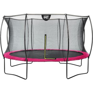 EXIT Silhouette Trampolin D366cm in Rosa mit Sicherheitsnetz für den Garten.