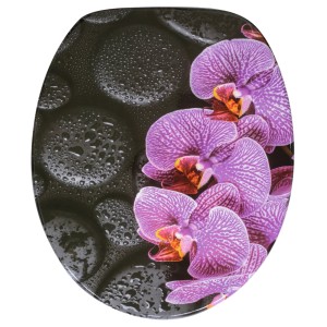 Sanilo WC-Sitz Madeira mit Orchideen-Motiv, Toilettendeckel aus Holz.