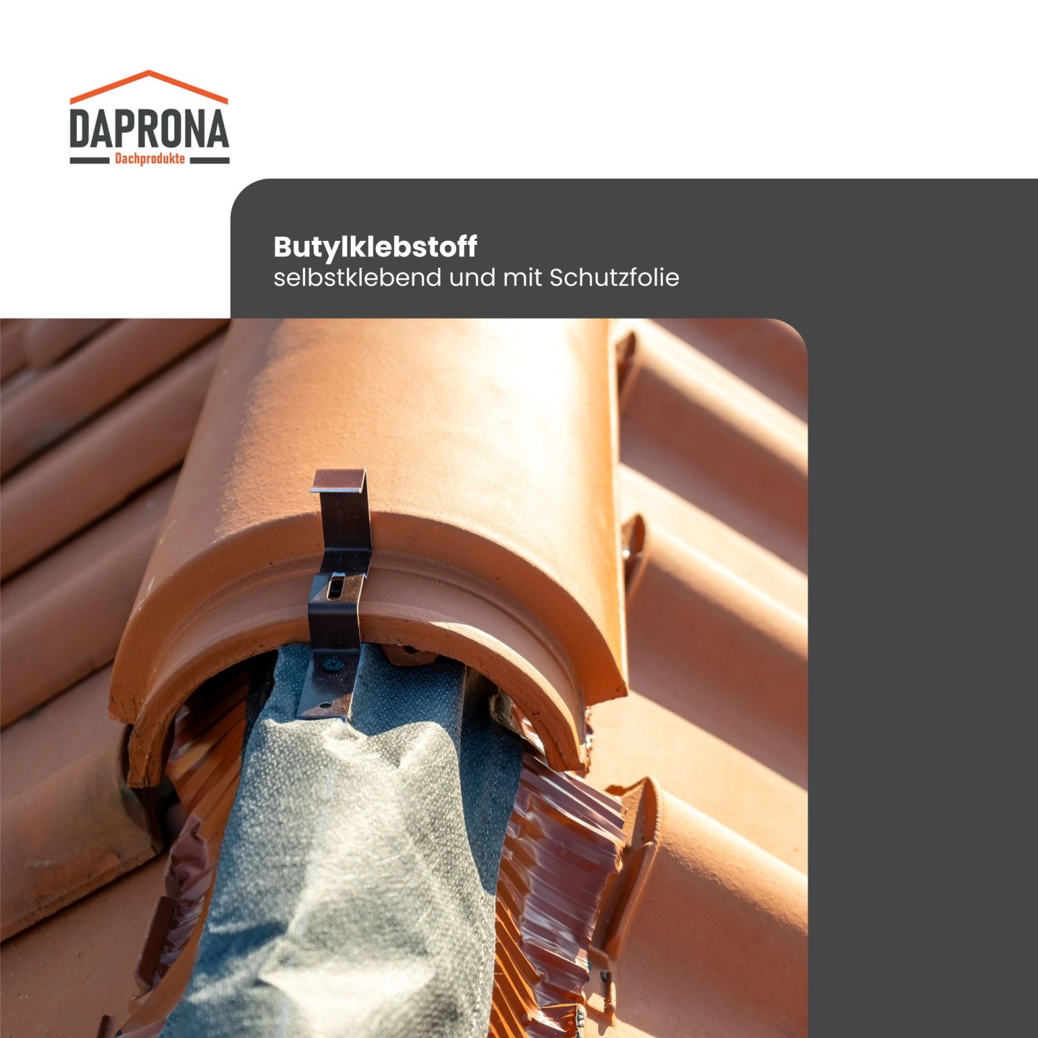 Daprona Firstrolle Alu Super Vent zur Dachfirst Abdichtung in Schwarz, Detailansicht.