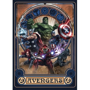 Fototapete mit den Avengers: Hulk, Thor, Iron Man, Captain America und Black Panther.