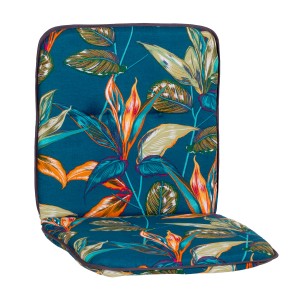 Beo Niedriglehner Auflage Enschede mit tropischem Blätter- und Blütenmuster für Gartenstuhl.