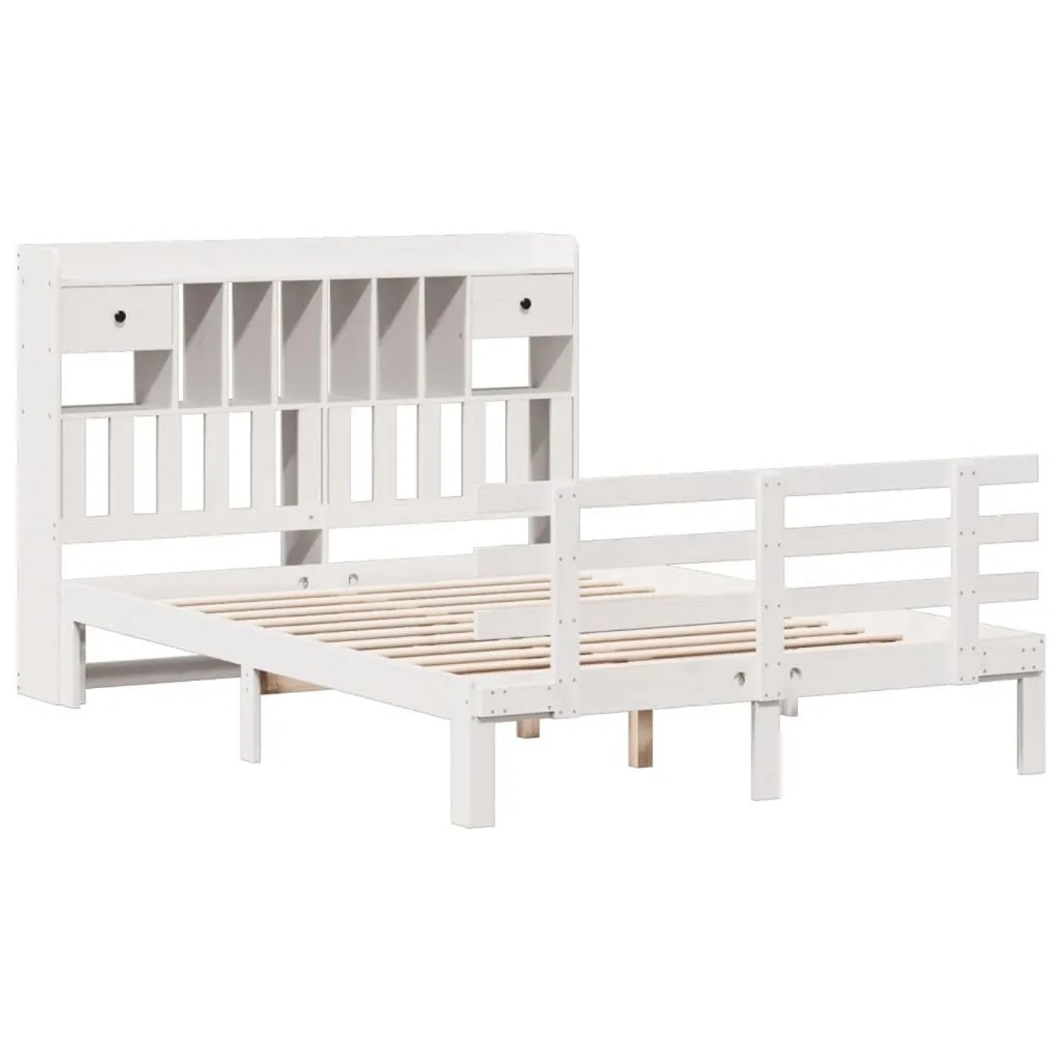vidaXL Massivholzbett mit Regal ohne Matratze Weiß 160x200 cm Kiefer 332280 günstig online kaufen