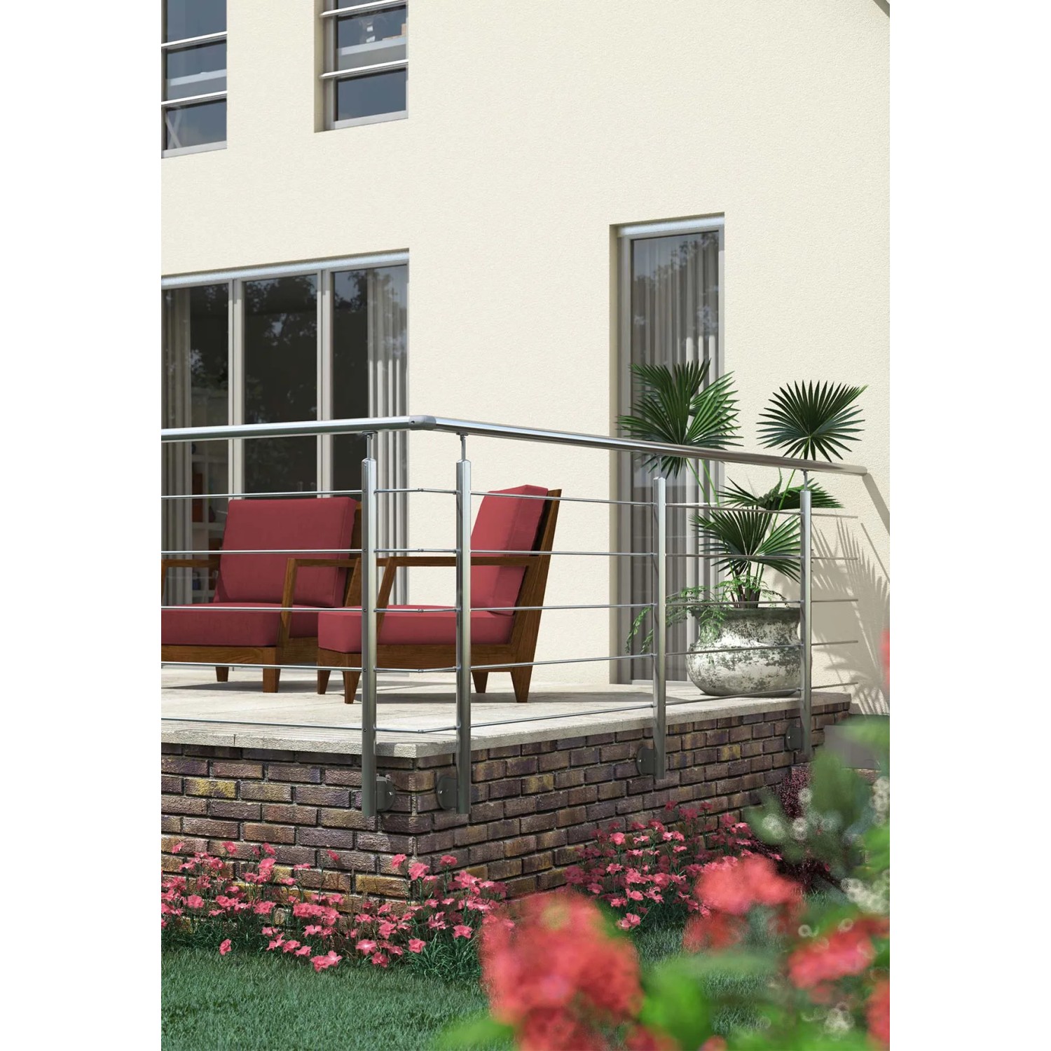 Edelstahl Geländer-Set 150cm von Dolle zur Wandmontage für Treppe oder Balkon.