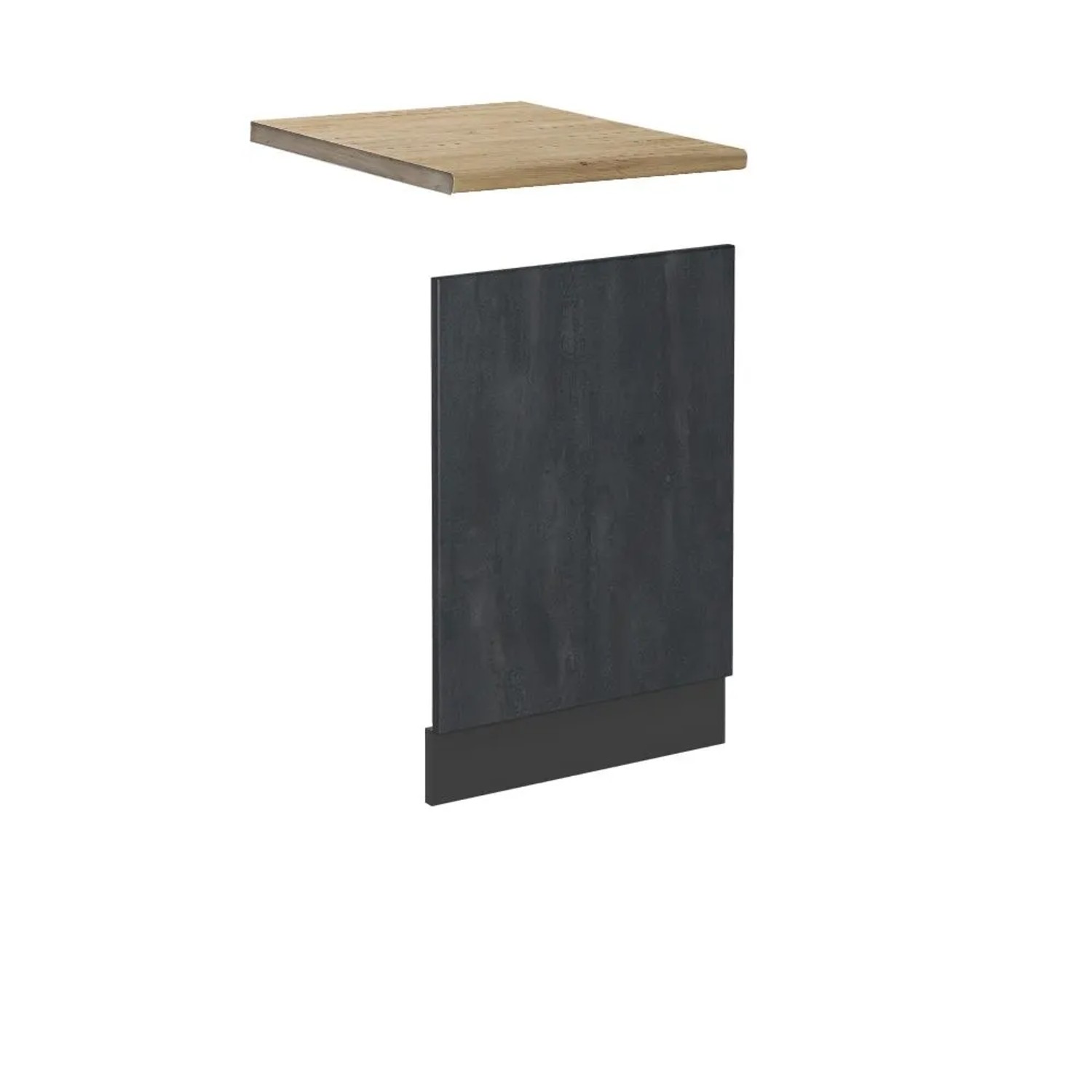 Vicco Frontblende R-Line Geschirrspüler Fronttür Schwarz Beton Anthrazit 45 cm AP Eiche