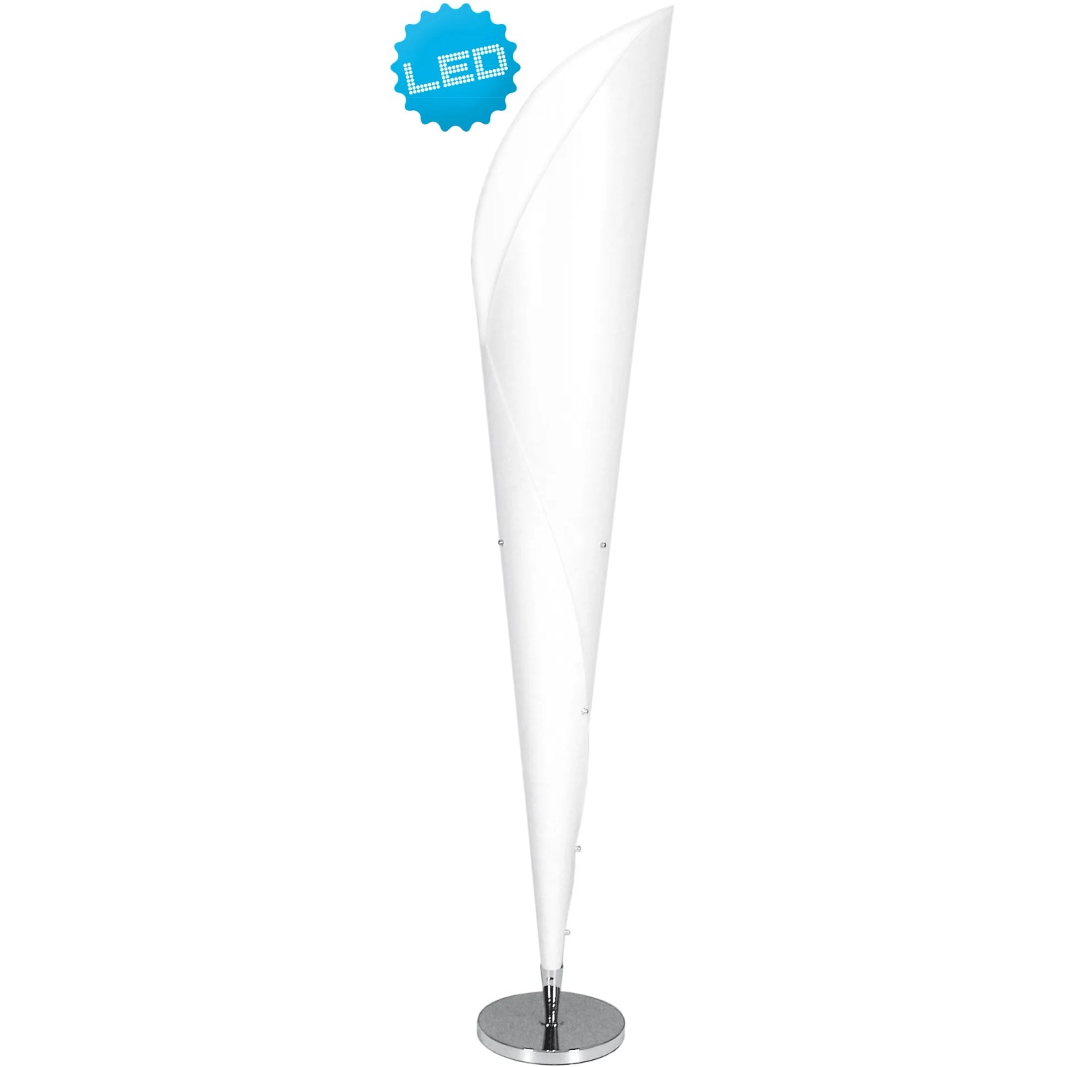 Weiße Näve Stehleuchte Tulip im Design einer Tulpe, Stahlfuß, LED-geeignet, Höhe 162cm.
